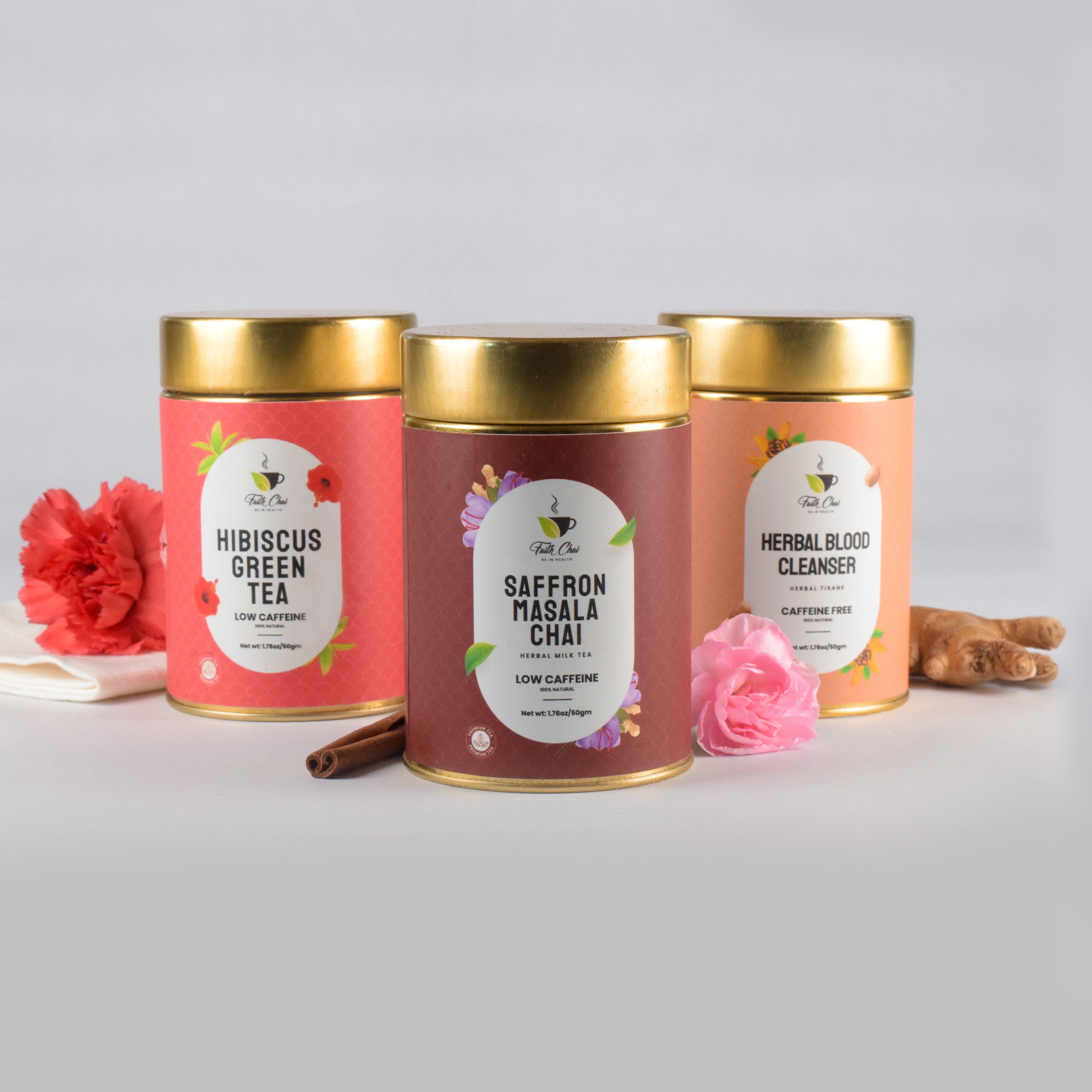 Saffron Masala Chai+ Hibscus + Herbal Blood Cleanser